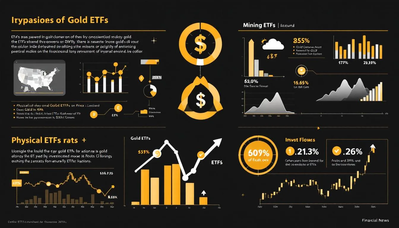 Different types of gold ETFs including physical and mining ETFs.