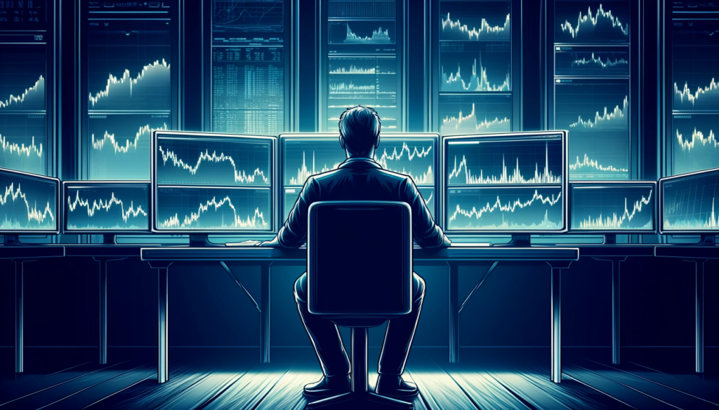 scalping VT Markets Focused forex trader analyzing real time market data on multiple screens in a blue toned minimalist setup for an article on scalping strategies at VT Markets