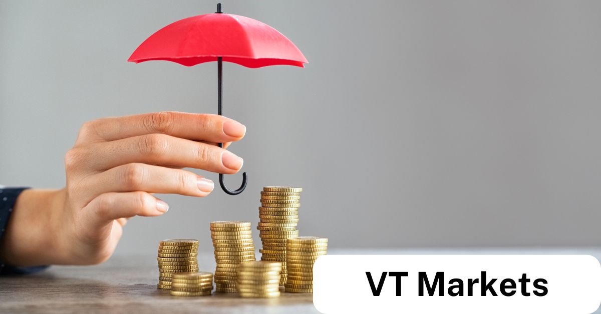 What forex traders need to know about BRICS dedollarisation efforts VT Markets Close up of a hand holding a red umbrella over stacks of gold coins symbolising financial protection and security offered by VT Markets Negative Balance Protection