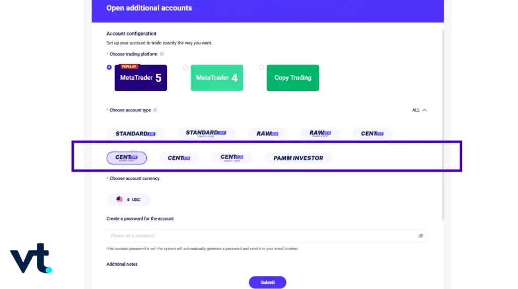 Different Account Types VT Markets