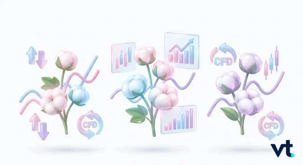 VT Markets Pastel cotton plant illustration with floating charts and CFD icons symbolizing data analytics and growth