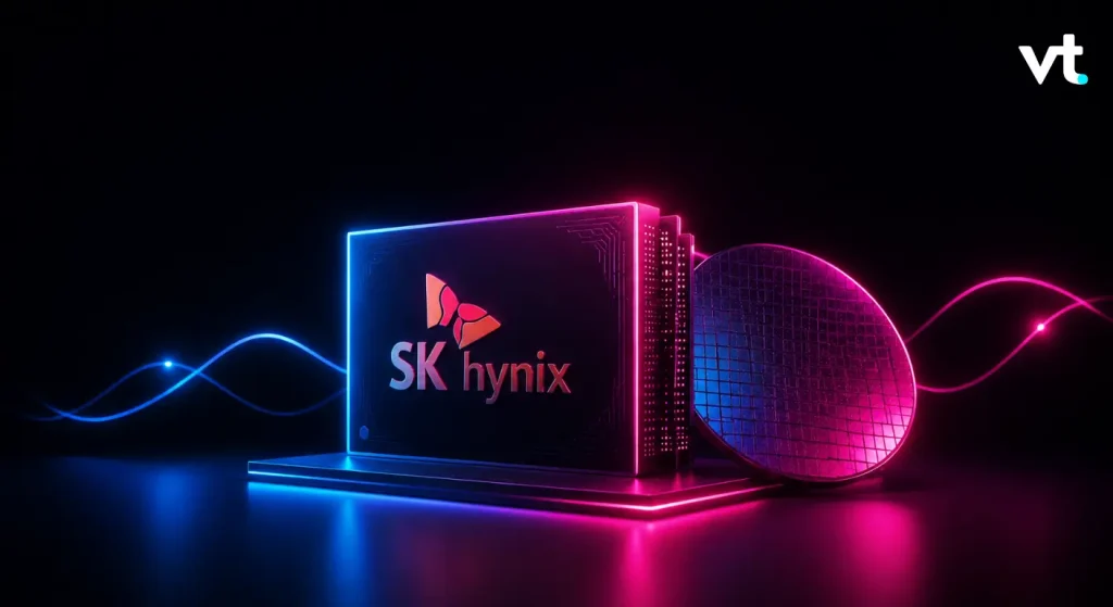 discover 1 VT Markets Neon lit SK hynix server blades with blue and pink glow against a dark background