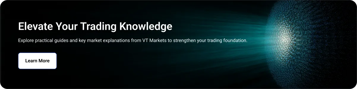 Hero banner with dark gradient and blue glow on the right; headline 'Elevate Your Trading Knowledge' and a 'Learn More' button beneath a short subtitle.