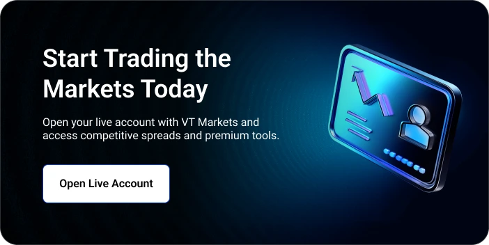 Marketing hero: 'Start Trading the Markets Today' with a glowing trading-screen graphic and an 'Open Live Account' button.